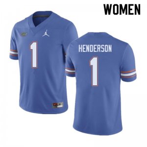 Women's Florida Gators #1 CJ Henderson NCAA Jordan Brand Blue Authentic Stitched College Football Jersey VMJ4862NA